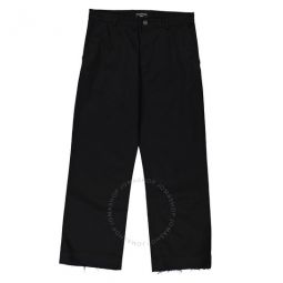 Mens Noir Cropped Cotton Trousers, Size Small