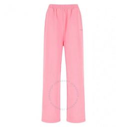 Pink Logo-Embroidered Oversized Cotton Track Pants, Size Small