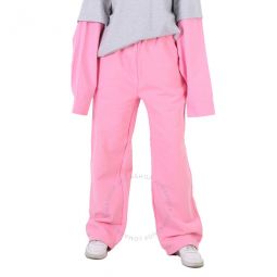 Pink Logo-Embroidered Oversized Cotton Track Pants, Size X-Small