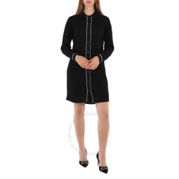 Ladies Contrast-trimmed Cashmere and Cotton Shirt Dress, Size Large