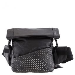 Mens Perforated Belt Bag in Black