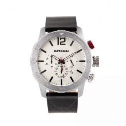 Manuel Chronograph Silver Dial Black Leather Mens Watch
