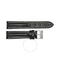 Black Watch band Strap with White Stitching and a Stainless Steel Tang Buckle 20-18mm