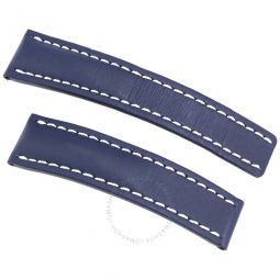 Strap styled in Blue Leather and White Stitching 22-20mm