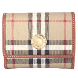 Archive Beige Check And Leather Small Folding Wallet