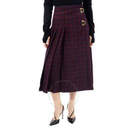 Arroux Check Print Pleated Wool Skirt, Brand Size 8 (US Size 6)