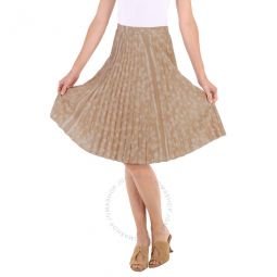 Beige Printed Pleated Skirt, Brand Size 2 (US Size 0)