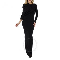 Black Asymmetric Draped Maxi Gown, Brand Size 4 (US Size 2)