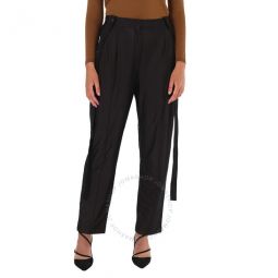 Black Chiffon And Jersey Tailored Trousers With Strap Detail, Brand Size 4 (US Size 2)