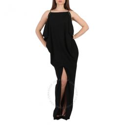 Black Crystal And Chain Detail Stretch Jersey Sleeveless Gown, Brand Size 8 (US Size 6)