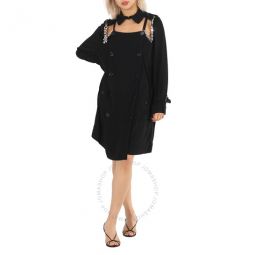 Black Deconstructed Crepe Trench Coat Dress, Brand Size 6 (US Size 4)