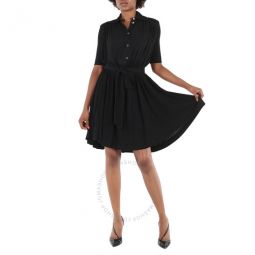Black Jersey Gathered Short-sleeve Dress, Brand Size 4 (US Size 2)