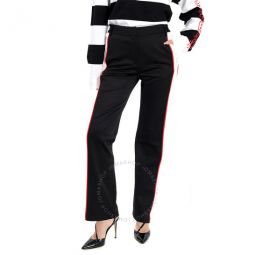 Black Mesh Striped Jersey Tailored Trousers, Brand Size 8 (US Size 6)