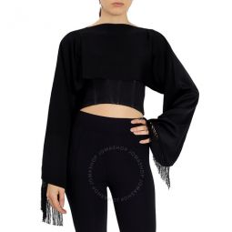 Black Silk Satin Capelet With Sleeves