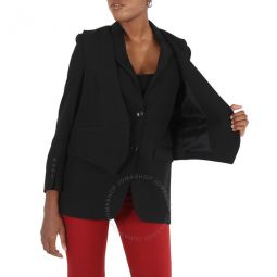 Black Waistcoat Wool Tailored Jacket, Brand Size 4 (US Size 2)