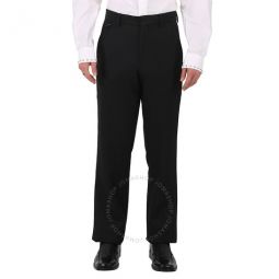 Black Wool Twill Stripe Detail Tailored Trousers, Brand Size 44 (Waist Size 29.5)