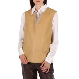 Bonded Soft Fawn Lambskin And Wool Oversized Vest, Brand Size 8 (US Size 6)