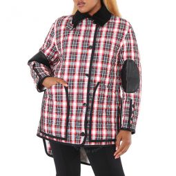 Bright Red Check Diamond Quilted Tartan Oversized Barn Jacket, Brand Size 2 (US Size 0)