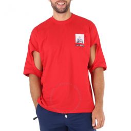 Bright Red Gorilla Print Cotton T-shirt, Size Medium