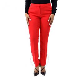 Bright Red Wool Straight-fit Tailored Trousers, Brand Size 2 (US Size 0)