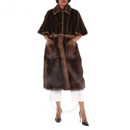 Brown Faux Fur Single-breasted Short-sleeve Coat, Brand Size 6 (US Size 4)