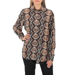 Carlota Python Print Silk Shirt, Brand Size 4 (US Size 2)