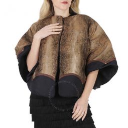 Carrie Animal-Print Silk Capelet In Burnt Almond, Size One Size