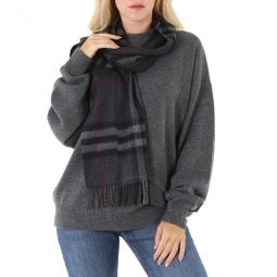 Charcoal Check Patterned Cashmere Scarf