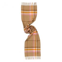 Check-Print Fringed Cashmere Scarf