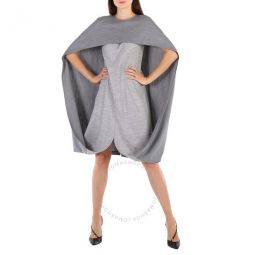 Cloud Grey Wool-blend Cape Detail Dress, Brand Size 4 (US Size 2)
