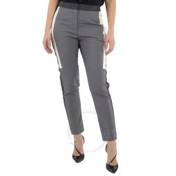Contrast Stripe Crop Wool Trousers In Grey, Brand Size 10 (US Size 8)