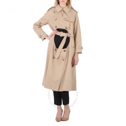 Cotton Gabardine Step-through Double-breasted Trench Coat, Brand Size 12 (US Size 10 )