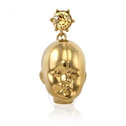 Crystal and Dolls Head Gold-plated Drop Earrings