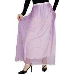 Floor-length Flocked Cotton Tulle Skirt In Lilac / White, Brand Size 8 (US Size 6)