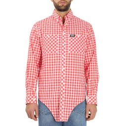 Gingham Cotton Cut-out Hem Oversized Shirt, Size XX-Large