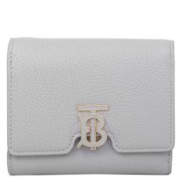 Grainy Leather Wallet In Light Grey
