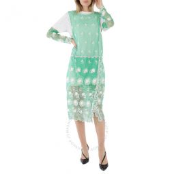 Green And White Embroidered Tulle Dress, Brand Size 6 (US Size 4)