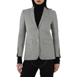 Grey Taupe Melange Technical Wool Jersey Blazer, Brand Size 2 (US Size 0)