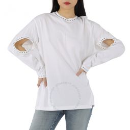Ladies Ashbury White Cut-out Detail Studded Top, Size XX-Small
