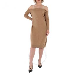 Ladies Biscuit Bra-Detail Long Sleeve Wool Dress, Brand Size 4 (US Size 2)