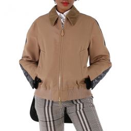 Ladies Biscuit Technical Wool Reconstructed Harrington Jacket, Brand Size 10 (US Size 8 )