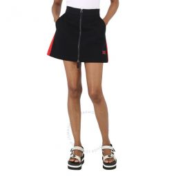 Ladies Black Crasna Side Stripe Mini Skirt, Size Medium