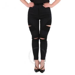 Ladies Black Cut-out Panel Technical Twill Skinny Fit Trousers, Brand Size 8 (US Size 6)