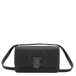 Ladies Black Grainy Leather Mini TB Bag