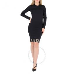 Ladies Black Logo-Print Dress, Brand Size 2 (US Size 0)