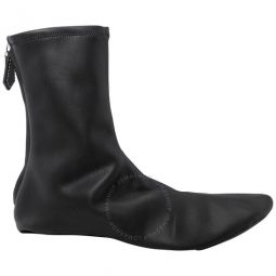 Ladies Black Mid-calf Leather Boots, Brand Size 38 ( US Size 8 )