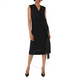 Ladies Black Sash-Detail Midi Dress, Brand Size 12 (US Size 10)