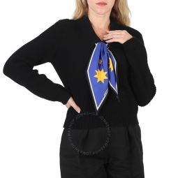 Ladies Black Scarf Detail Wool Sweater, Size Medium