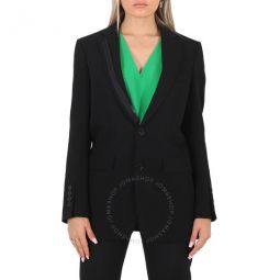 Ladies Black Tailored Single-Breasted Blazer Jacket, Brand Size 4 (US Size 2)