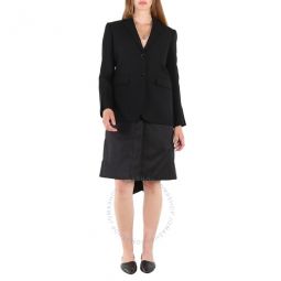 Ladies Black Wadded Detachable-Warmer Wool Tailored Jacket, Brand Size 8 (US Size 6)